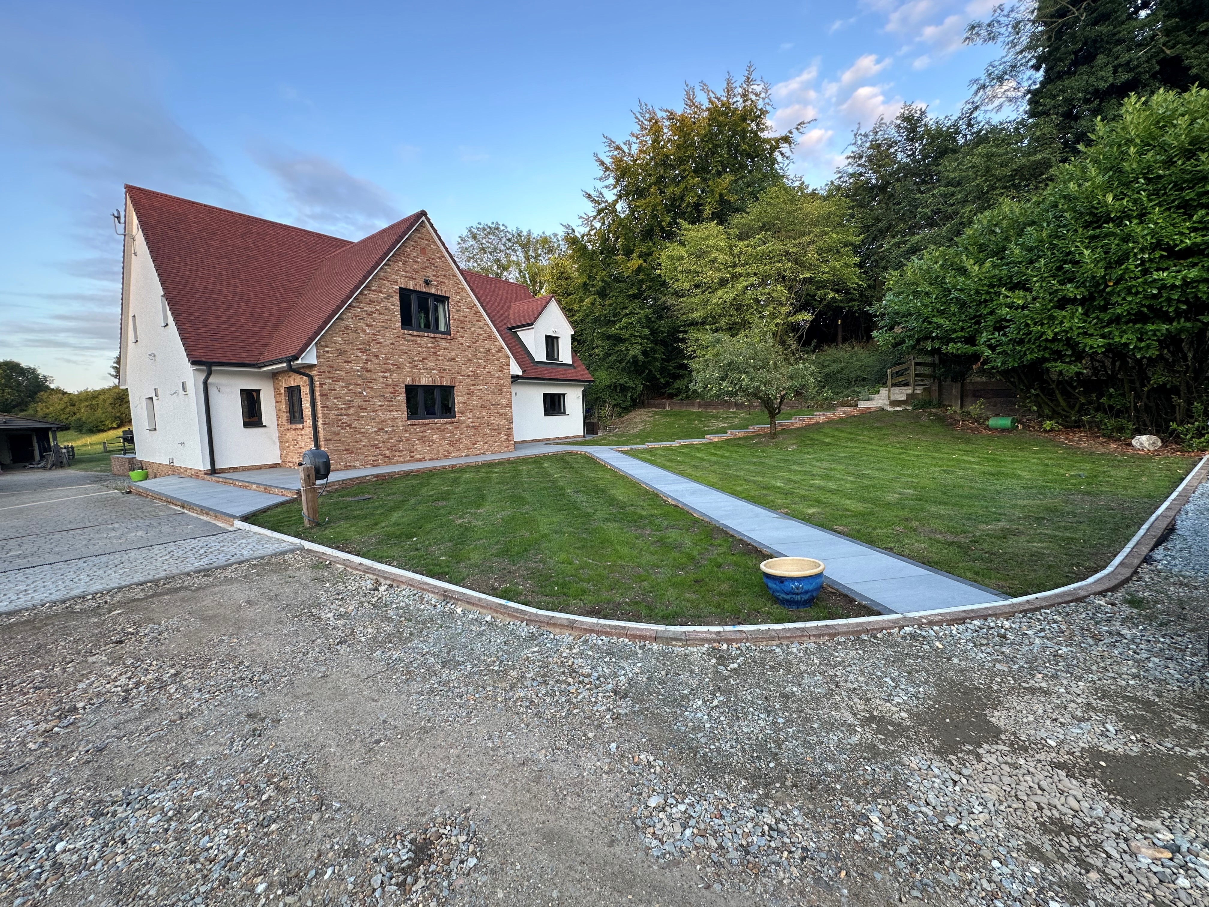 Front view of house with brick feature wall