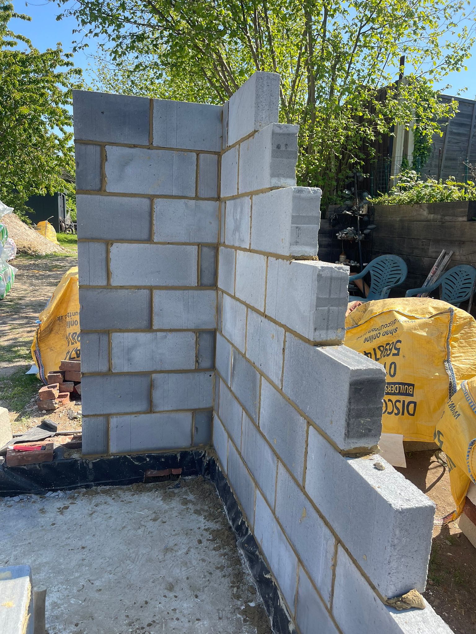 Concrete blockwork pier construction